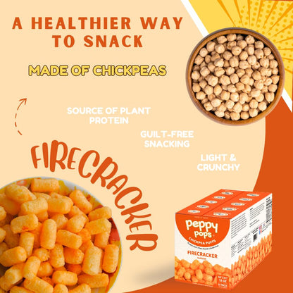 Peppy Pops Chickpea Puffs Firecracker Flavor - 6 Pack, 12 oz | Spicy Schezwan High Protein Snacks | Crunchy Better-for-You Snack and Healthy Alternative to Chips with 6g Protein Per Bag-2