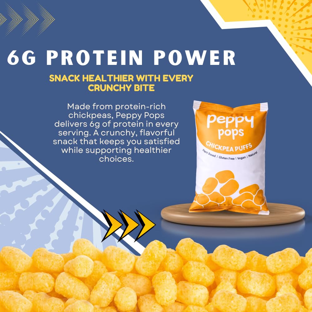 Peppy Pops Chickpea Puffs Masala Magic Flavor - 6 Pack, 12 oz | Indian Spiced High Protein Snacks | Crunchy Better-for-You Snack and Healthy Alternative to Chips with 6g Protein Per Bag-4