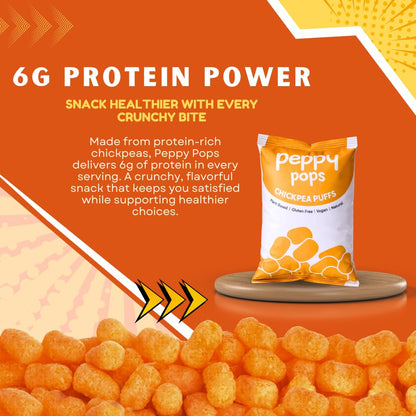 Peppy Pops Chickpea Puffs Firecracker Flavor - 6 Pack, 12 oz | Spicy Schezwan High Protein Snacks | Crunchy Better-for-You Snack and Healthy Alternative to Chips with 6g Protein Per Bag-4