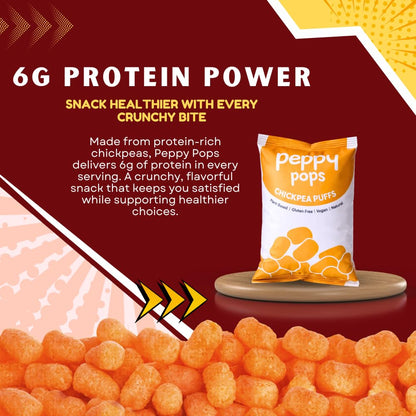 Peppy Pops Chickpea Puffs BBQ Blaze Flavor - 6 Pack, 12 oz | Smoky Barbecue Flavored High Protein Snacks | Healthy Alternative to Chips, Better-for-You Crunchy Snack with 6g Protein Per Bag-4