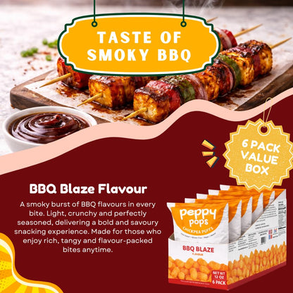 Peppy Pops Chickpea Puffs BBQ Blaze Flavor - 6 Pack, 12 oz | Smoky Barbecue Flavored High Protein Snacks | Healthy Alternative to Chips, Better-for-You Crunchy Snack with 6g Protein Per Bag-3
