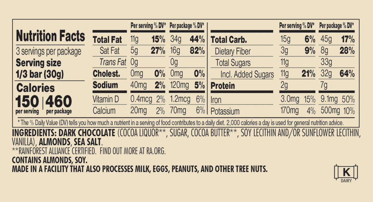 Chocolove Almonds & Sea Salt In Dark Chocolate (12x3.2Oz)-3