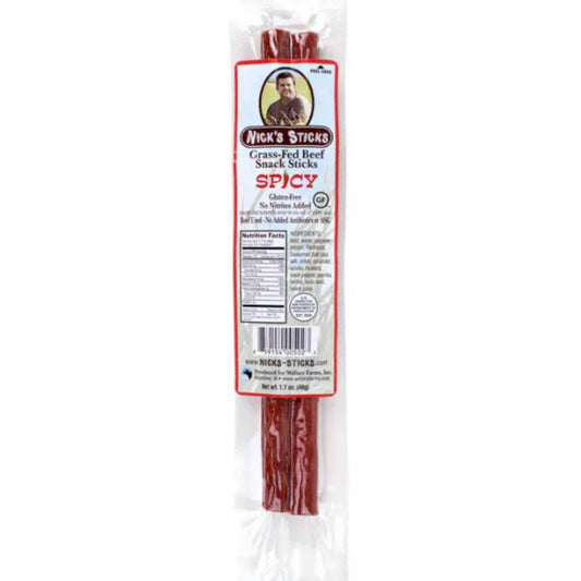 Nick's Sticks Spicy 100% Grass-Fed Beef Snack Sticks (25x1.7 OZ)